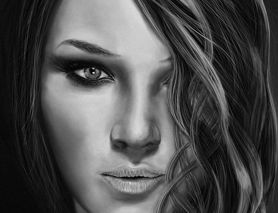Woman portrait digital drawing @rights reserved D.F.